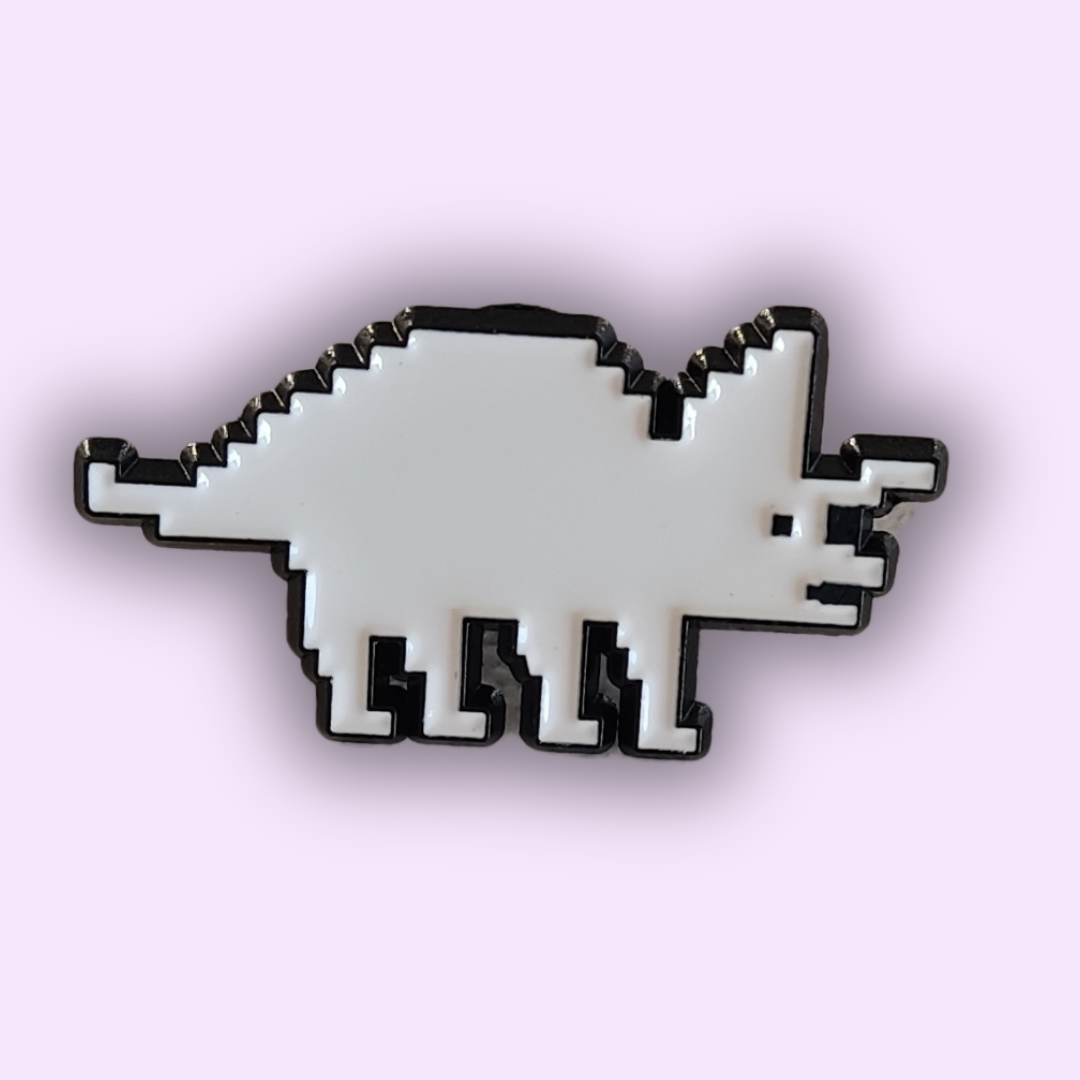 Pin's Tricératops Pixelisé Blanc